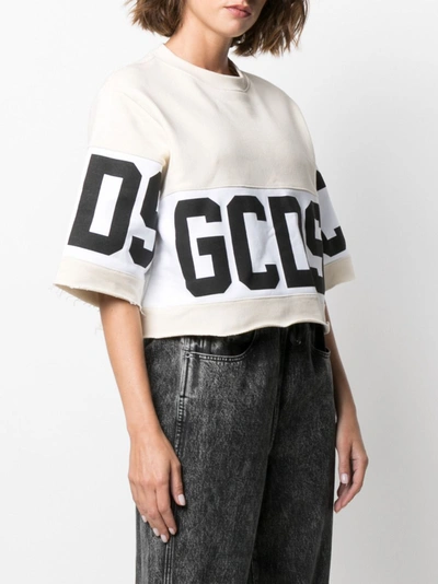 Shop Gcds Band Logo Cropped T-shirt In Grey