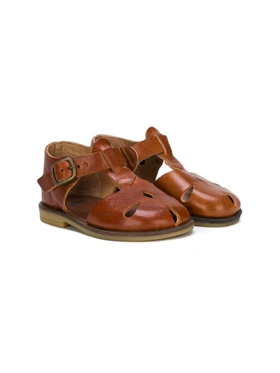 Shop Pèpè Cut-out Detail Closed Toe Sandals In Brown
