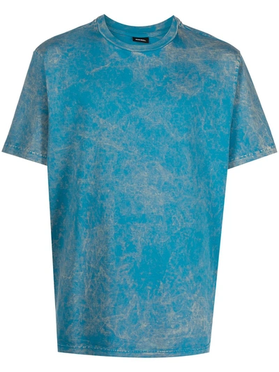 Shop Diesel Acid-wash T-shirt In Blue