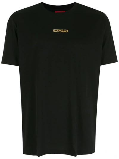 Shop Hugo Logo-embroidered T-shirt In Black