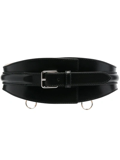 Shop Alexander Mcqueen Wide Leather Belt In Black