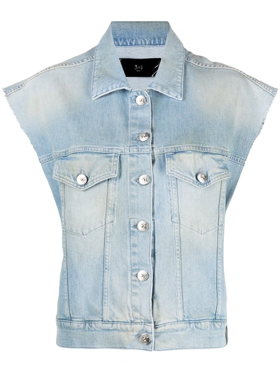 Shop 3x1 Sleeveless Denim Jacket In Blue