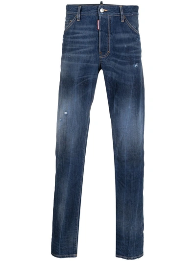 Shop Dsquared2 Stonewashed Straight-leg Jeans In Blue