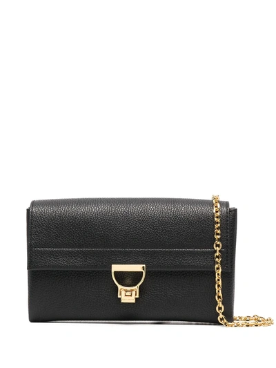 Shop Coccinelle Chain-link Detail Crossbody Bag In Black