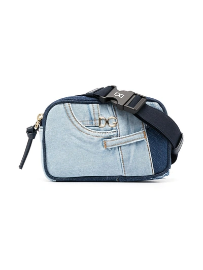 Shop Dolce & Gabbana Patchwork Denim Belt Bag In Blue