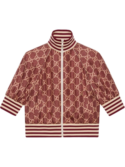 Shop Gucci Gg Supreme Print Silk Jacket In Red