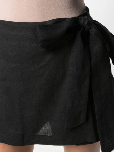 Shop Ermanno Scervino Linen Side-tie Shorts In Black