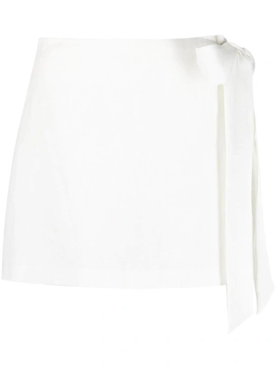 Shop Ermanno Scervino Linen Side-tie Shorts In White