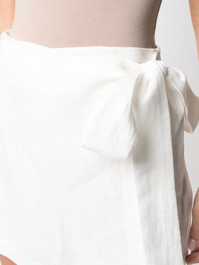Shop Ermanno Scervino Linen Side-tie Shorts In White