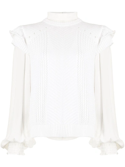 Shop Nicole Miller Georgette Pintuck Blouse In White