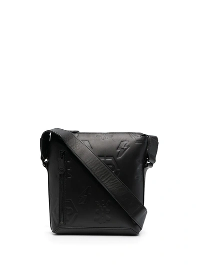 Shop Philipp Plein Debossed Motif Shoulder Bag In Black