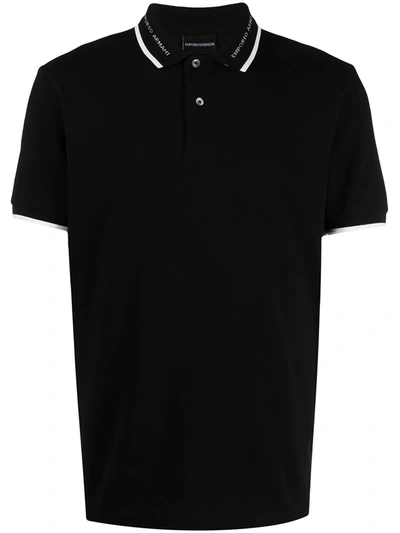 Shop Emporio Armani Contrast-trim Polo Shirt In Black