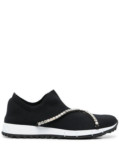 Shop Jimmy Choo Verona Crystal-chain Sock Sneakers In Black