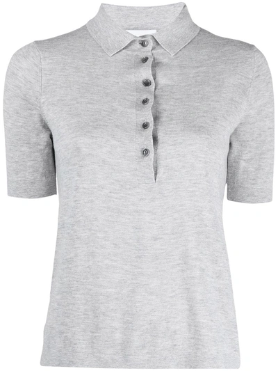 Shop Allude Fine-knit Polo Shirt In Grey