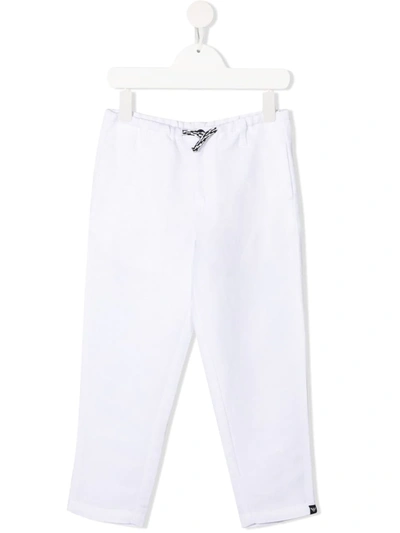 Shop Emporio Armani Drawstring-waist Trousers In White