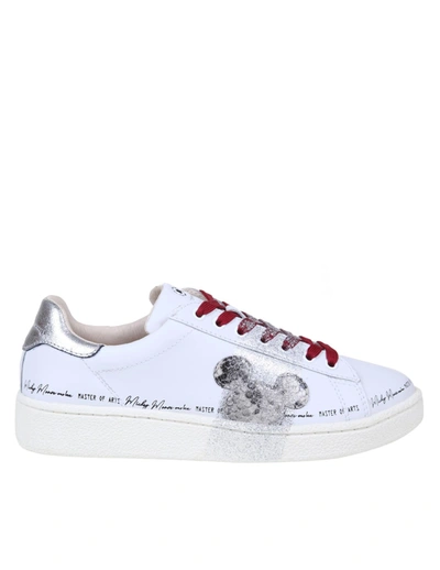 Shop Moa Master Of Arts Moa Sneakers In Leather With Glitter Detail In White