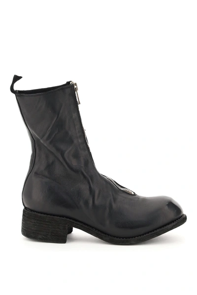 Shop Guidi Front Zip Leather Ankle Boots In Blkt (black)