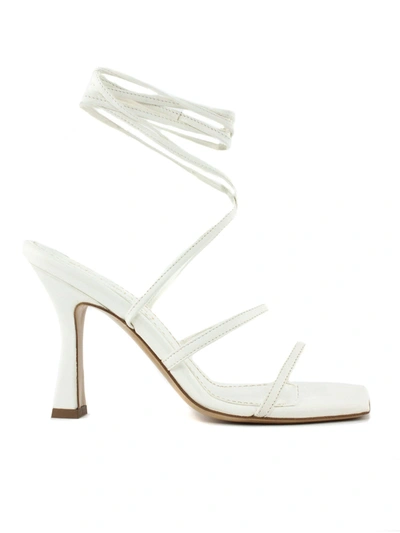 Shop Aldo Castagna Lisa White Leather Sandals In Bianco