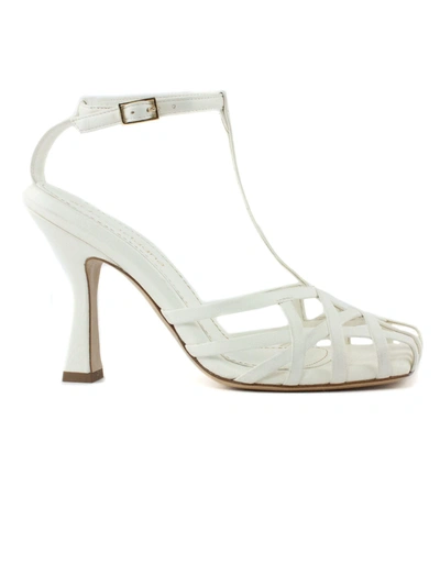 Shop Aldo Castagna Lidia White Leather Sandal In Bianco