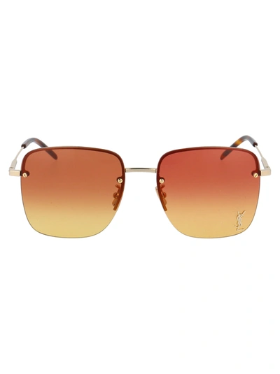 Shop Saint Laurent Sl 312 M Sunglasses In 004 Gold Gold Orange
