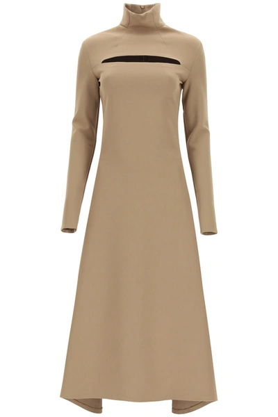 Shop A.w.a.k.e. Mode Midi Dress With Cut Out In Brown (brown)