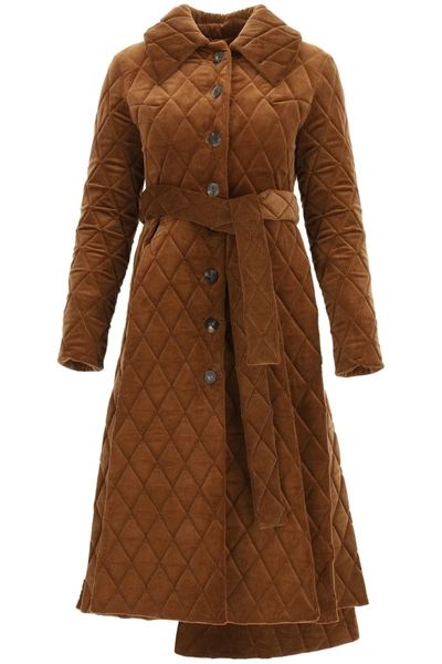 Shop A.w.a.k.e. Quilted Corduroy Coat In Brown (brown)