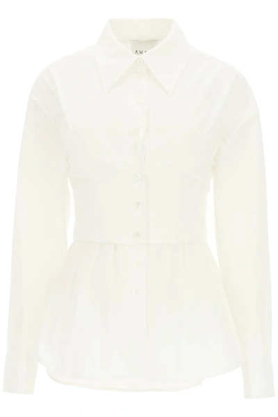 Shop A.w.a.k.e. Shirt With Corset Top In White (white)