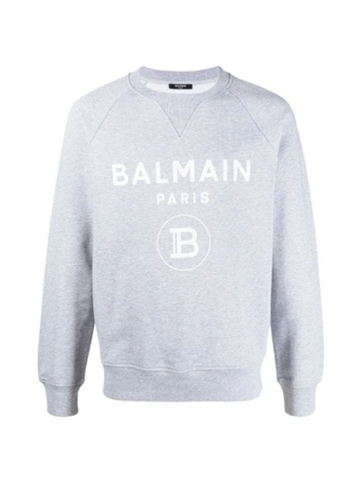 Shop Balmain Printed Sweatshirt In Ub Gris Chine