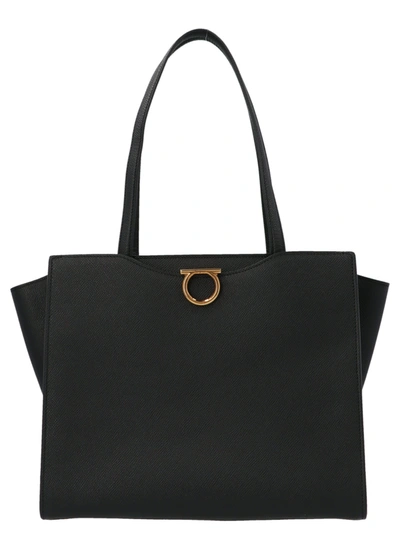 Shop Ferragamo Rounded Tt Medium Bag In Black