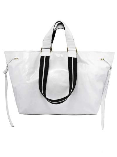 Shop Isabel Marant White Leather Big Tote Wardy Bag In Bianco