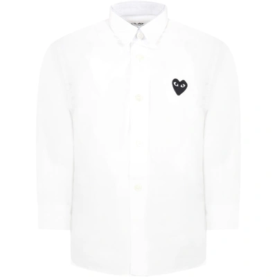 Shop Comme Des Garçons Play White Shirt For Kids With Black Heart