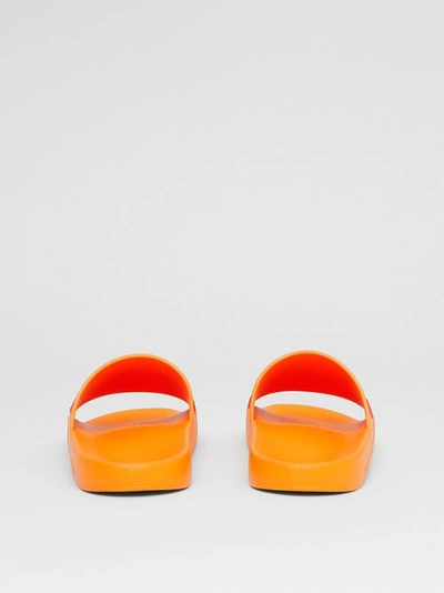 Shop Burberry Logo Detail Slides In Deep Orange