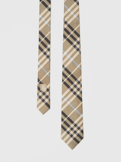 Shop Burberry Classic Cut Check Silk Tie In Dusty Sand