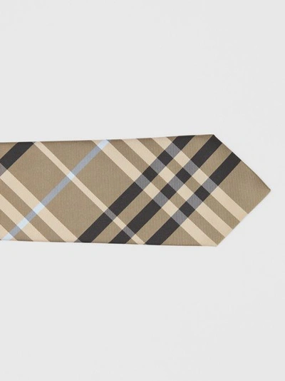 Shop Burberry Classic Cut Check Silk Tie In Dusty Sand