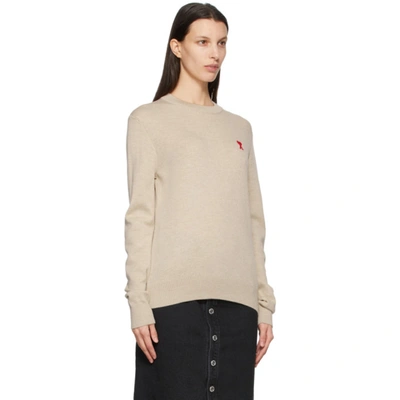 Shop Ami Alexandre Mattiussi Off-white Ami De Coeur Sweater In 263 Argile