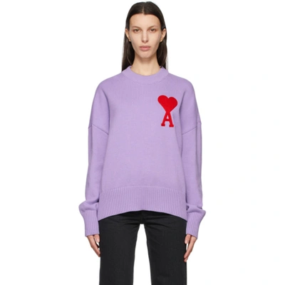 Shop Ami Alexandre Mattiussi Purple Oversize Ami De Coeur Sweater In 504 Lila