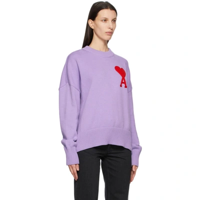 Shop Ami Alexandre Mattiussi Purple Oversize Ami De Coeur Sweater In 504 Lila