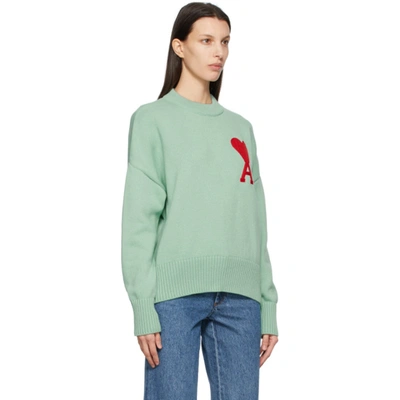 Shop Ami Alexandre Mattiussi Green Oversize Ami De Coeur Sweater In 303 Green Aqua