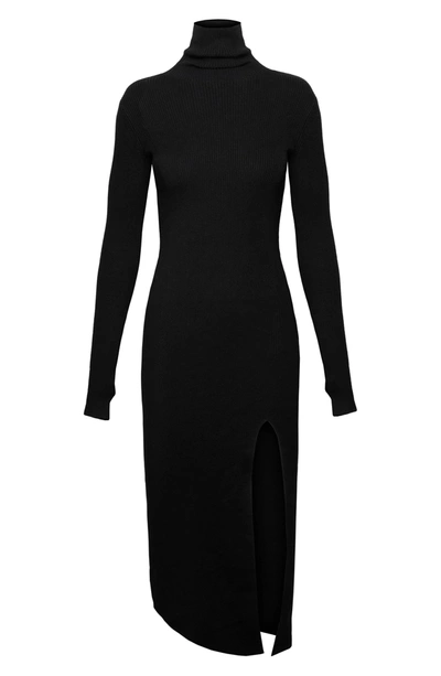 Shop Afrm Atticus Turtleneck Long Sleeve Sweater Dress In Noir