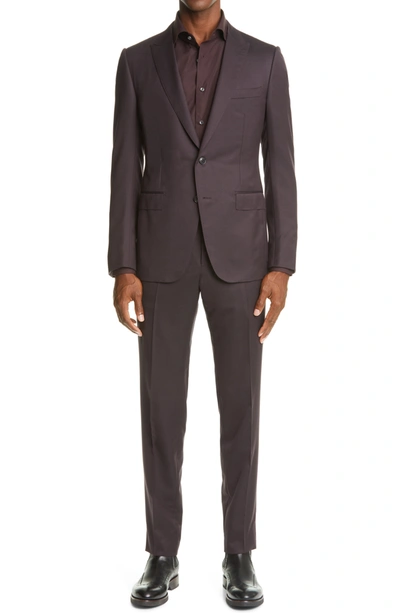 Shop Ermenegildo Zegna Wool & Silk City Suit In Burgundy