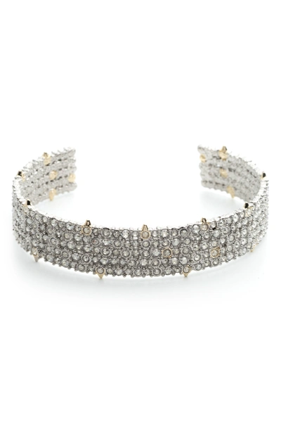 Shop Alexis Bittar Crystal Accent Lace Cuff In Silver