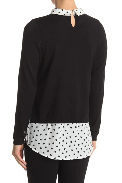 Shop Adrianna Papell Shirttail Twofer Sweater In Bkw/isctht