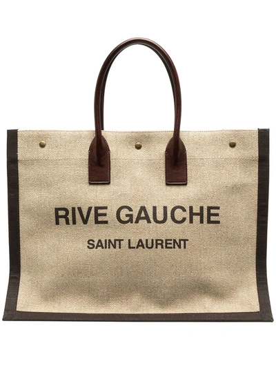 Shop Saint Laurent Rive Gauche Shopping Bag In Beige