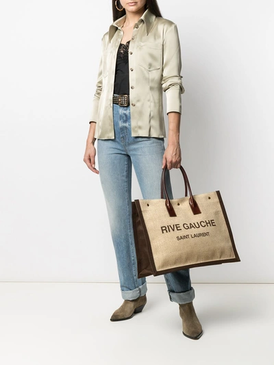 Shop Saint Laurent Rive Gauche Shopping Bag In Beige