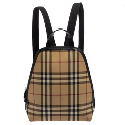 Pre-owned Burberry Beige Vintage Check Coated Canvas Backpack
