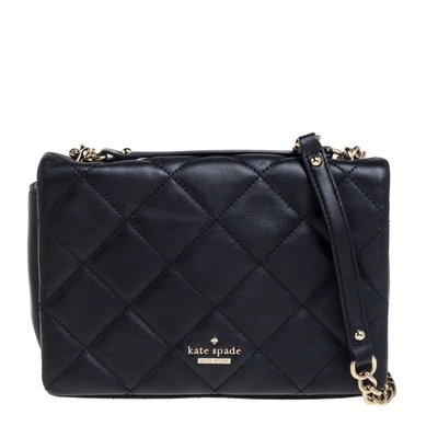 Pre-owned Kate Spade Black Quilted Leather Emerson Place Vivenna Shoulder Bag