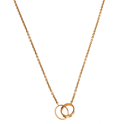 Pre-owned Cartier Love 2 Hoops 18k Rose Gold Necklace