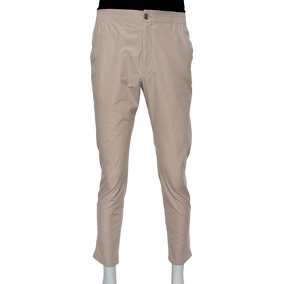 Pre-owned Gucci Beige Cotton Elastic Waist Detail Trousers Xl