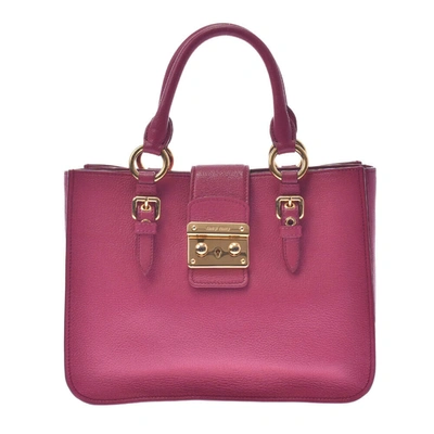 Pre-owned Miu Miu Pink Leather Madras Satchel Bag
