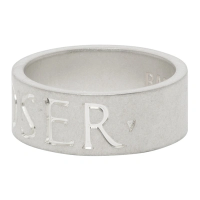 Shop Raf Simons Silver Archive Redux Engraved 'closer' Ring In 00082 Silve